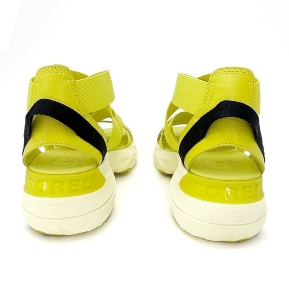 Sorel Explorer Blitz Wedge Sandal Women’s Size 9 Bolt Yellow/Green Leather New - Picture 6 of 13